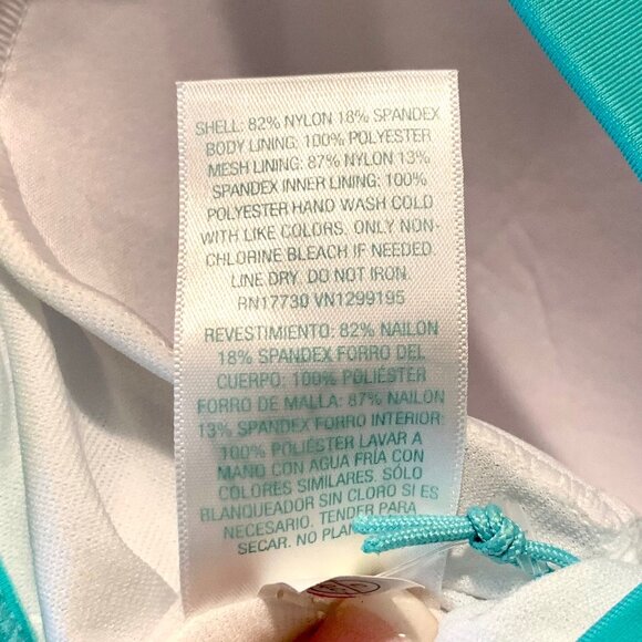 Kona Sol Plus One Piece Green Stripe Print V-Neck Bathing Suit Size 16W - Picture 10 of 11